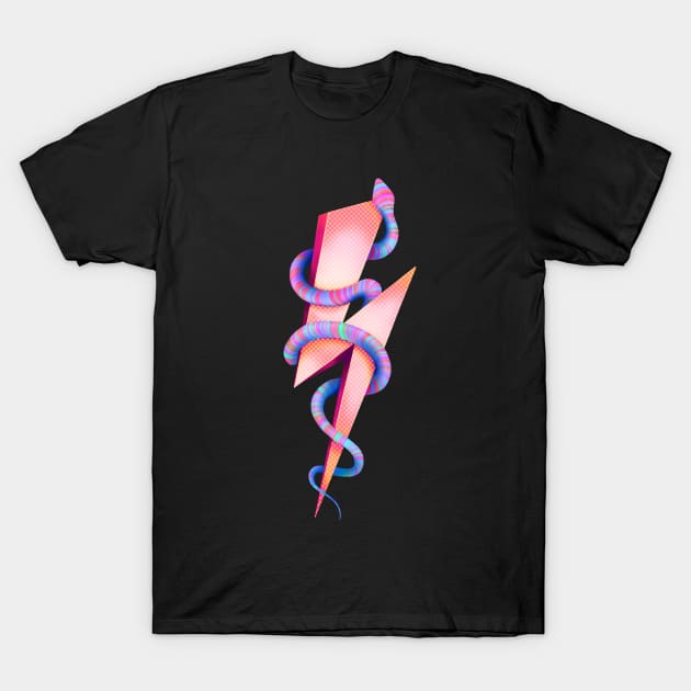 Neon lightning and snake T-Shirt by Meakm